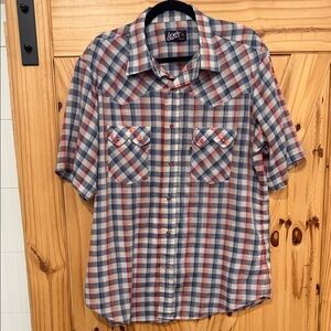 Vintage Levi's Men's Casual Red and Blue Checkered pearl snap western shirt